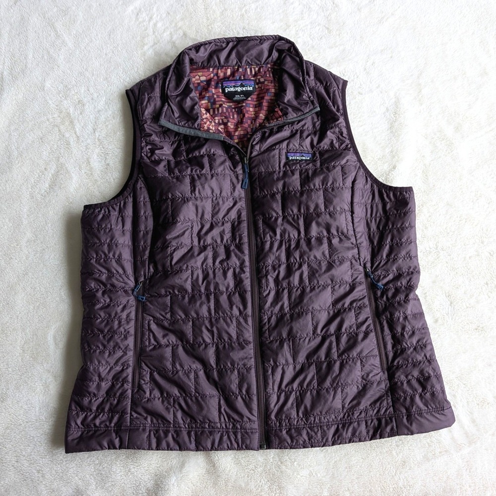 Patagonia Nano Puff Vest Womens XXL Purple Quilted Insulated Full Zip Puffer - Picture 4 of 11